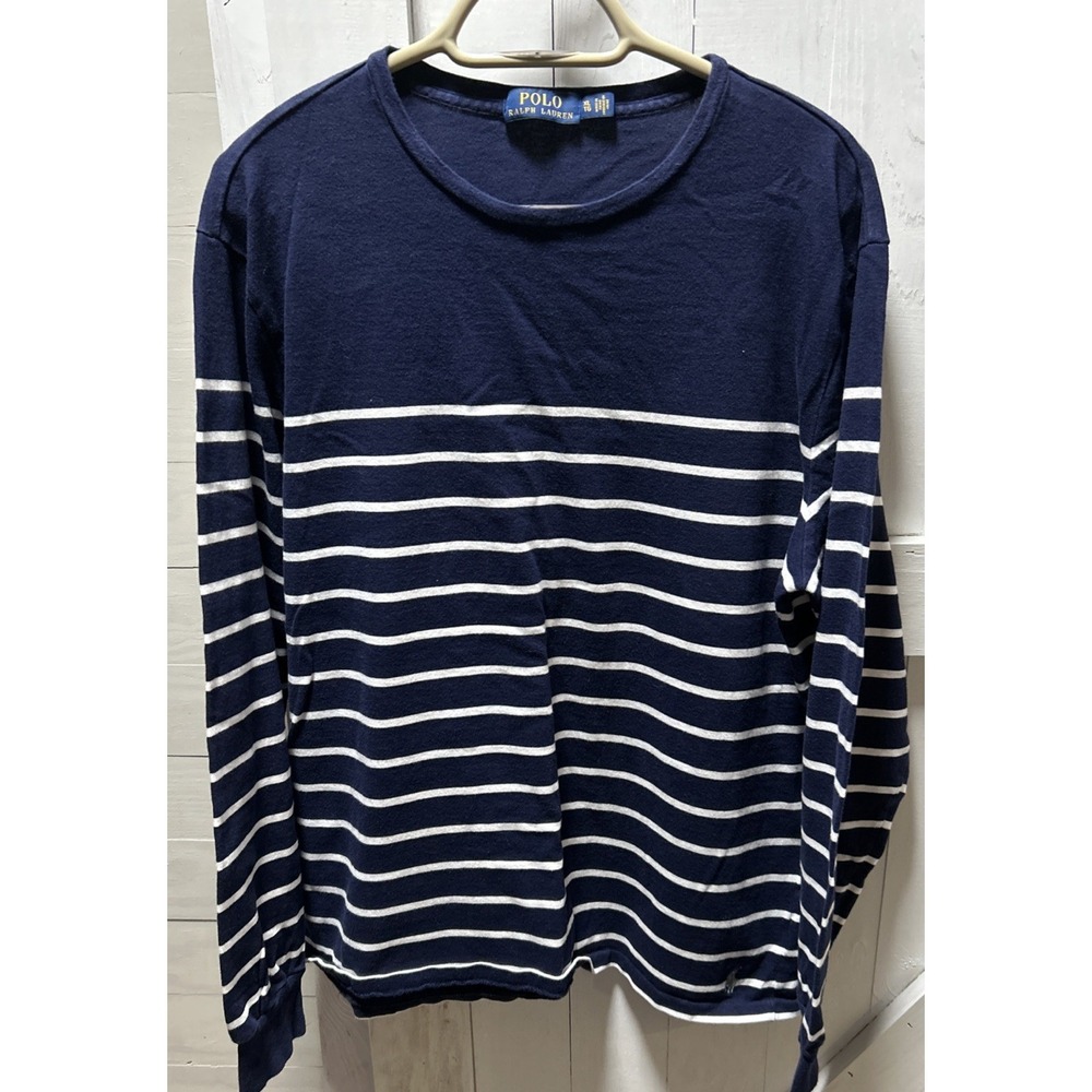 Polo Ralph Lauren Women's Size XL  Long Sleeve Cotton Sweater Navy/White Stripe